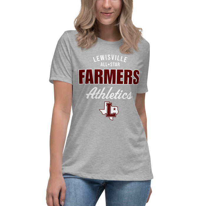 Student wearing Lewisville High School Farmers Women's Relaxed Fit T-shirt 034