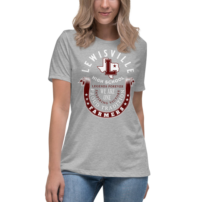 Young Lady wearing Lewisville High School Farmers Women's Relaxed Fit T-shirt 229