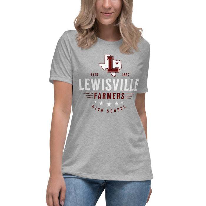 Front view of Lewisville High School Farmers Women's Relaxed Fit T-shirt 217