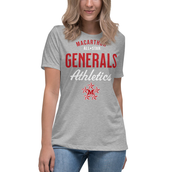 Front view of MacArthur High School Generals Women's Relaxed Fit T-shirt 034