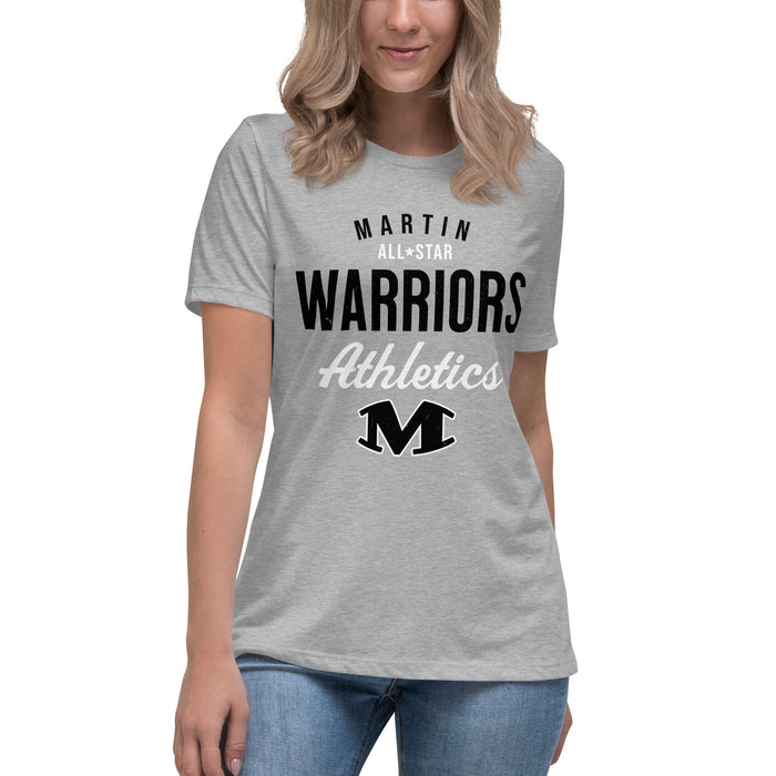 Young Lady wearing Martin High School Warriors Women's Relaxed Fit T-shirt 034