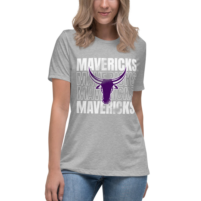 Student wearing Morton Ranch High School Mavericks Women's Relaxed Fit T-shirt 233