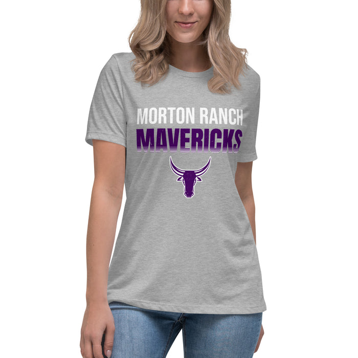 Student wearing Morton Ranch High School Mavericks Women's Relaxed Fit T-shirt 024