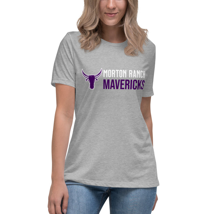 Student wearing Morton Ranch High School Mavericks Women's Relaxed Fit T-shirt 200