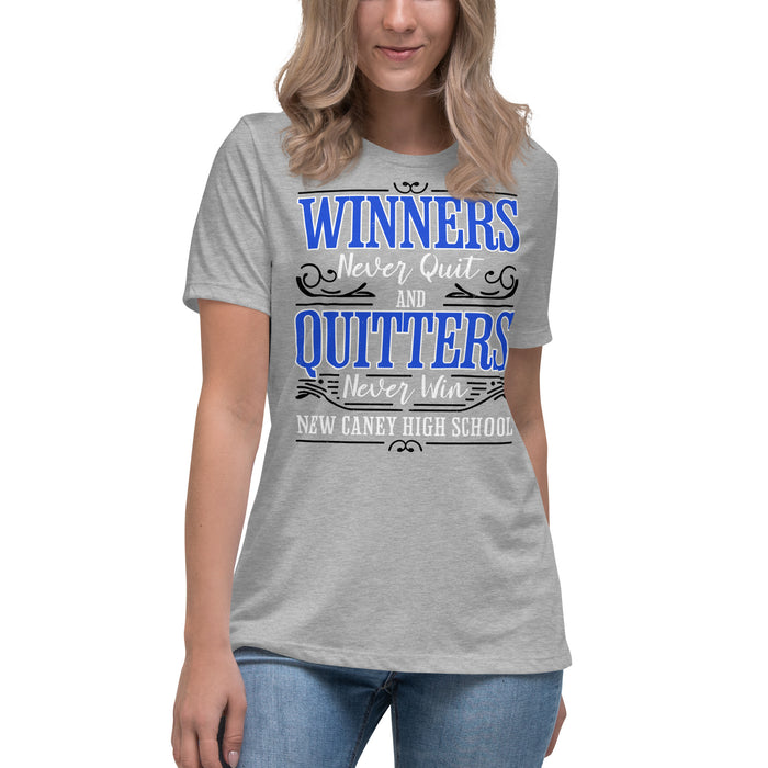 Student wearing New Caney High School Eagles Women's Relaxed Fit T-shirt 237
