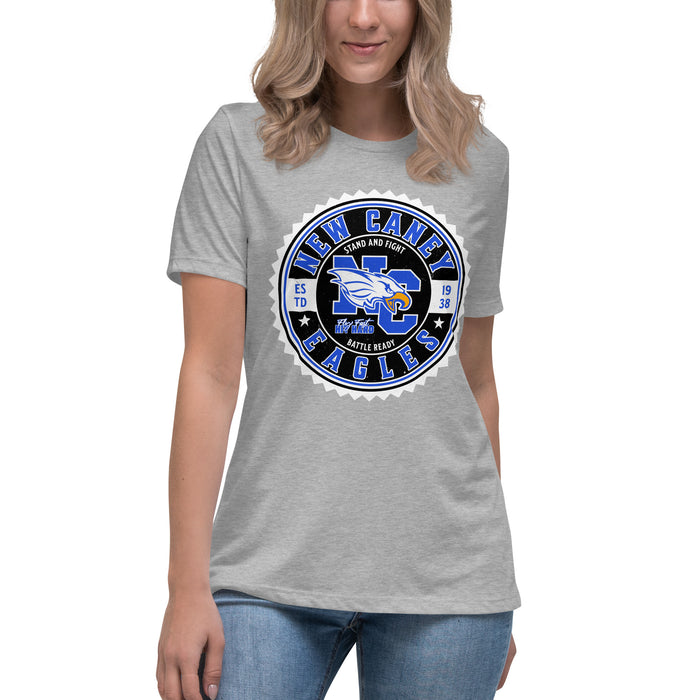 Student wearing New Caney High School Eagles Women's Relaxed Fit T-shirt 203