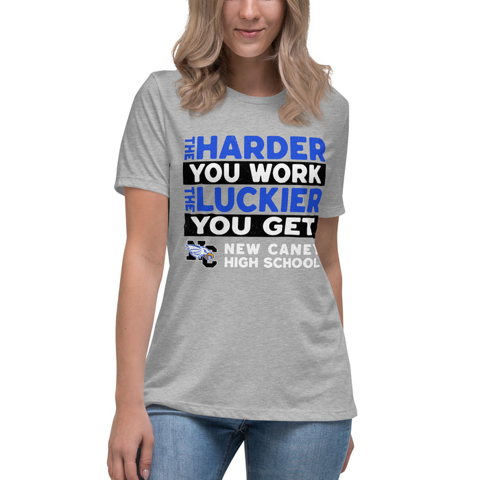 Student wearing New Caney High School Eagles Women's Relaxed Fit T-shirt 238