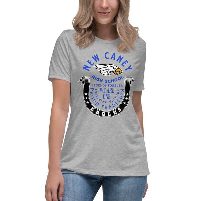 Young lady wearing New Caney High School Eagles Women's Relaxed Fit T-shirt 229