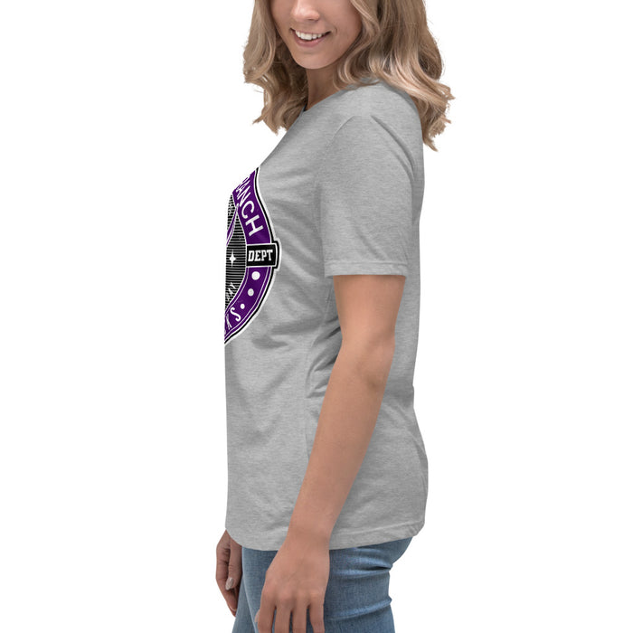 Side view of Morton Ranch High School Mavericks Women's Relaxed Fit T-shirt 224