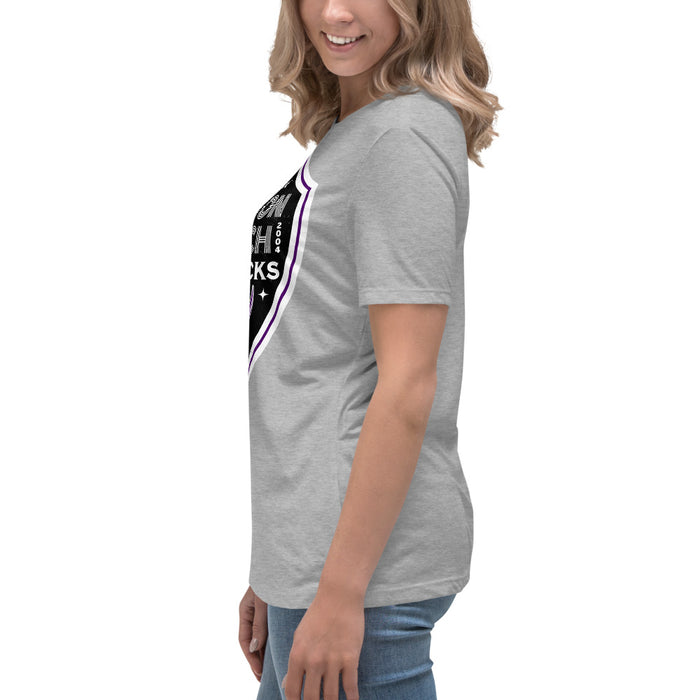 Side view of Morton Ranch High School Mavericks Women's Relaxed Fit T-shirt 225