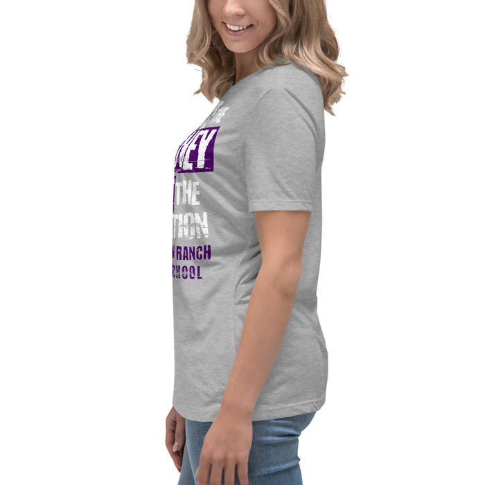 Side view of Morton Ranch High School Mavericks Women's Relaxed Fit T-shirt 232