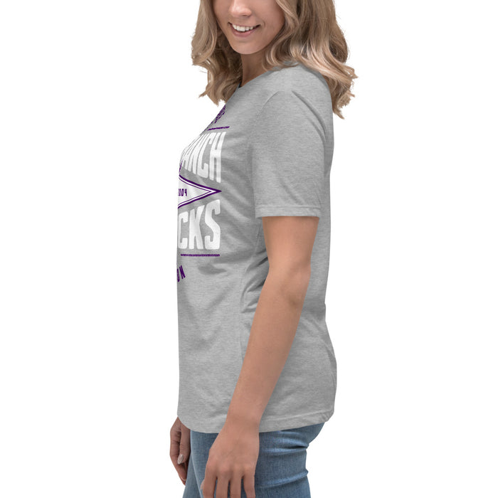 Side view of Morton Ranch High School Mavericks Women's Relaxed Fit T-shirt 210