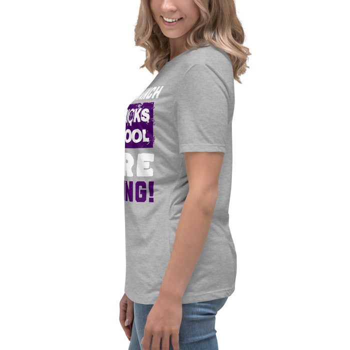 Side view of Morton Ranch High School Mavericks Women's Relaxed Fit T-shirt 231