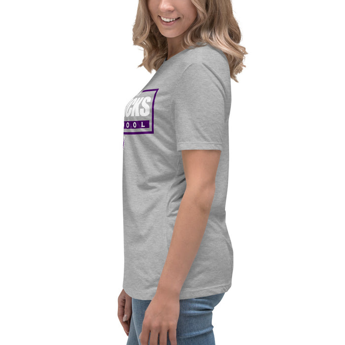 Side view of Morton Ranch High School Mavericks Women's Relaxed Fit T-shirt 049