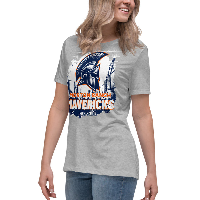 Side view of Seven Lakes High School Spartans Grey Women's T-shirt 202