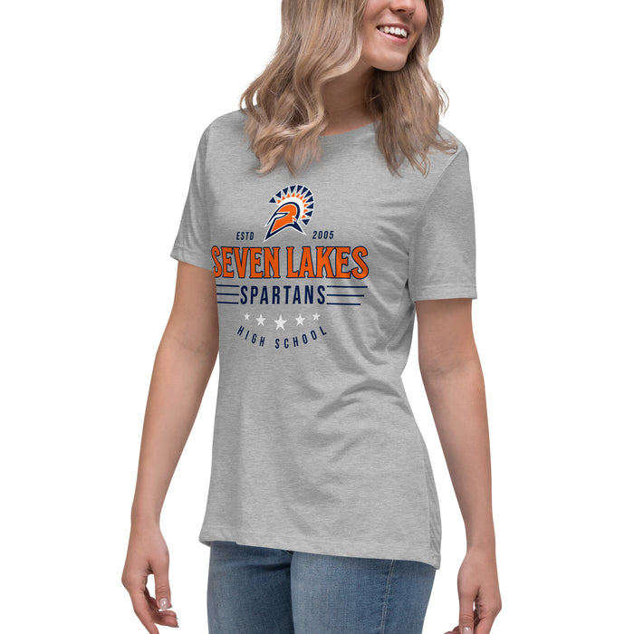 Side view of Seven Lakes High School Spartans Grey Women's T-shirt 217