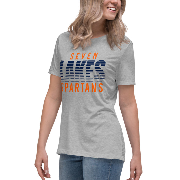 Side view of Seven Lakes High School Spartans Grey Women's T-shirt 024