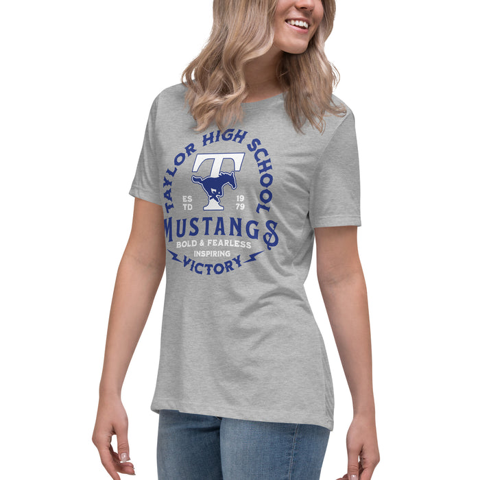 Side view of Taylor High School Mustangs Women's Grey T-shirt 006