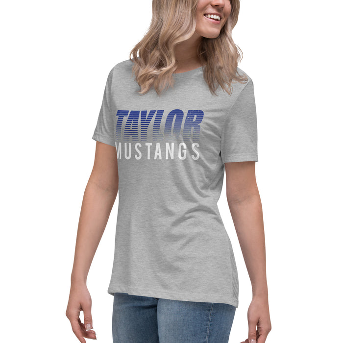 Side view of Taylor High School Mustangs Women's Grey T-shirt 024