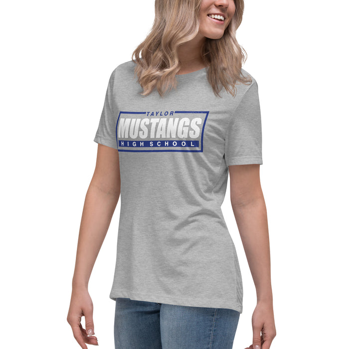 Side view of Taylor High School Mustangs Women's Grey T-shirt 049