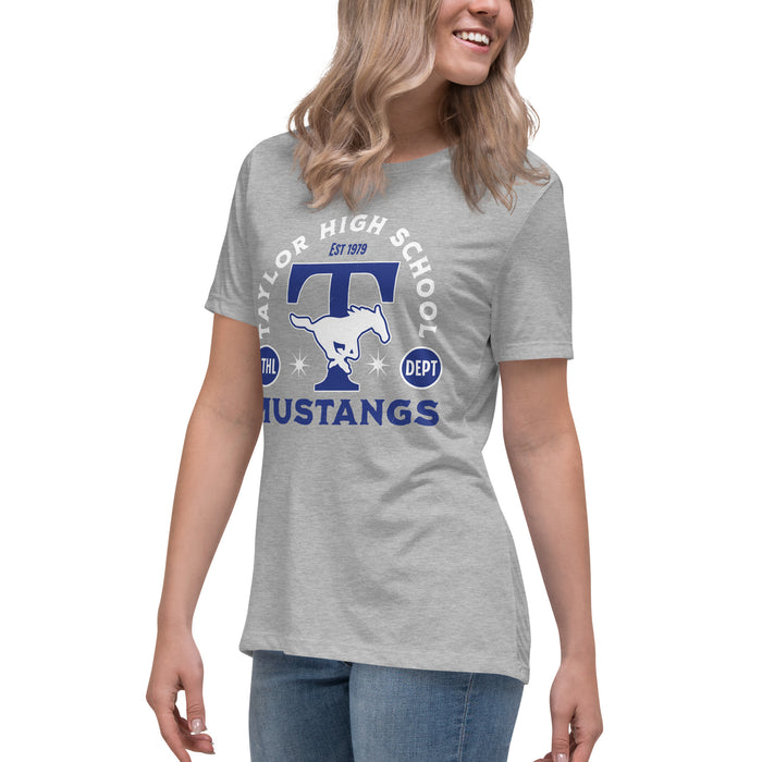 Side view of Taylor High School Mustangs Women's Grey T-shirt 208