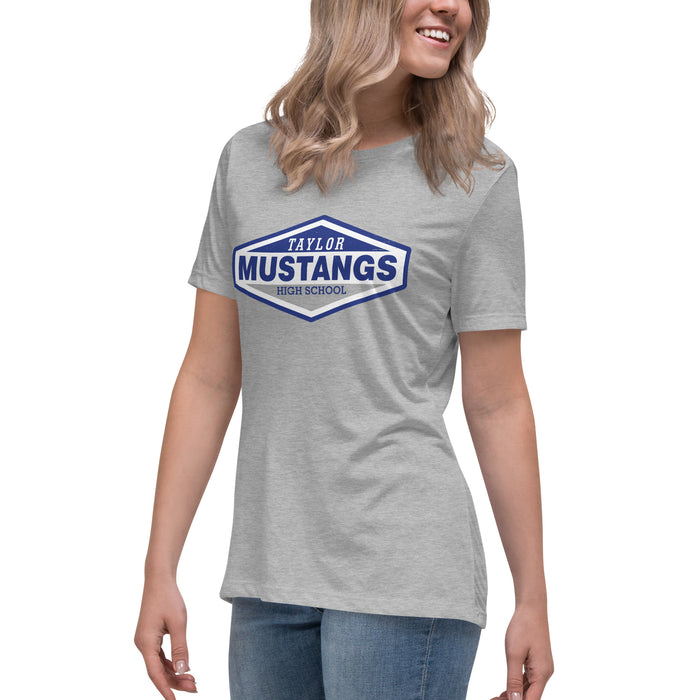 Side view of Taylor High School Mustangs Women's Grey T-shirt 009