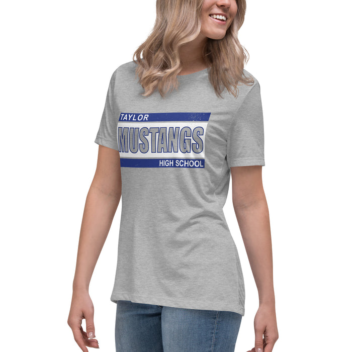 Side view of Taylor High School Mustangs Women's Grey T-shirt 098