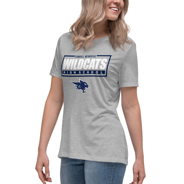 Side view of Tomball Memorial High School Wildcats Women's Grey T-shirt 049