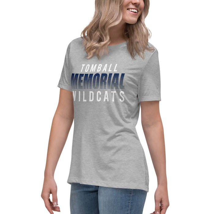 Side view of Tomball Memorial High School Wildcats Women's Grey T-shirt 024