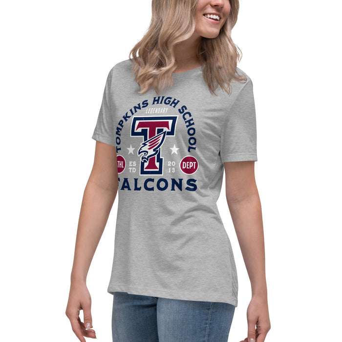 Side view of Tompkins High School Falcons Women's Grey T-shirt 208