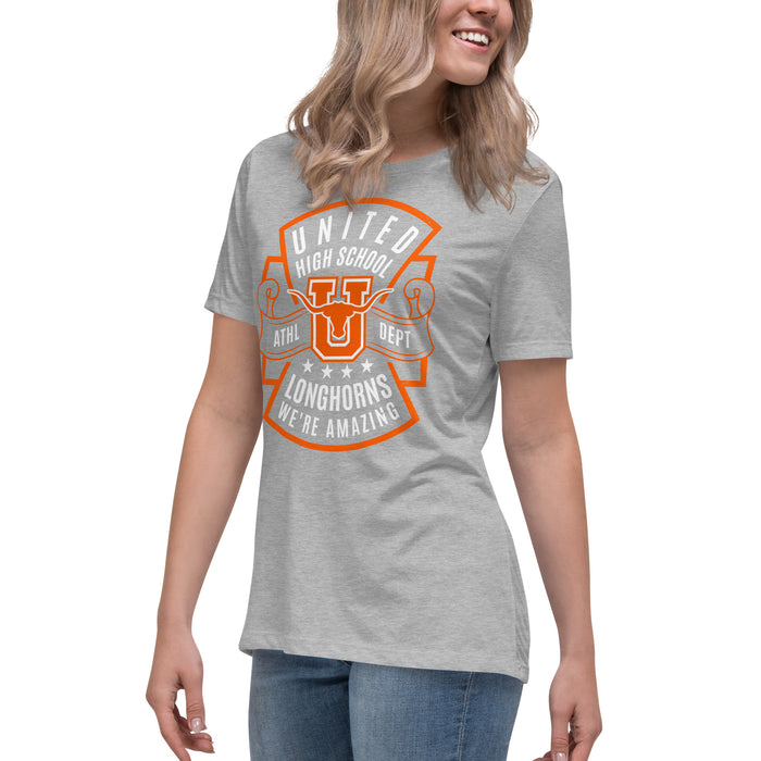 Side view of United High School Longhorns Women's Grey T-shirt 207