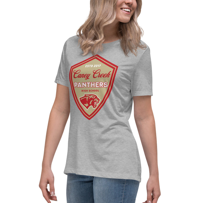 Side view of Caney Creek High School Panthers Women's Grey T-shirt 225