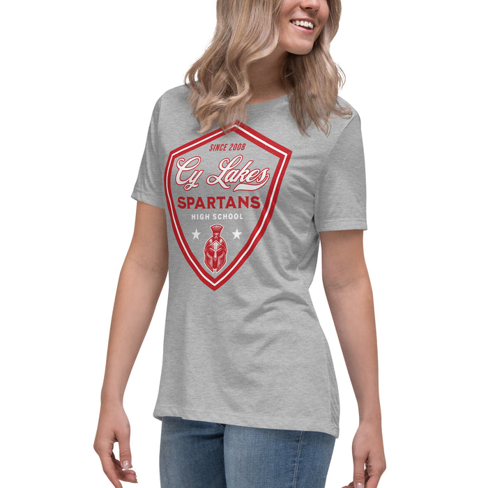 Side view of Cypress Lakes High School Spartans Heather Grey Women's T-shirt 225
