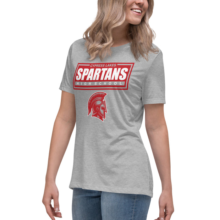 Side view of Cypress Lakes High School Spartans Heather Grey Women's T-shirt 049