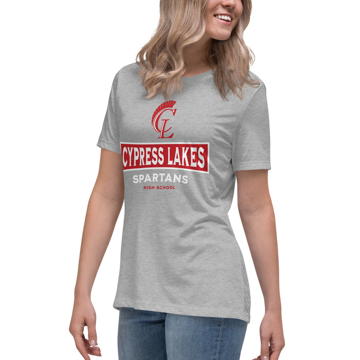 Side view of Cypress Lakes High School Spartans Heather Grey Women's T-shirt 202