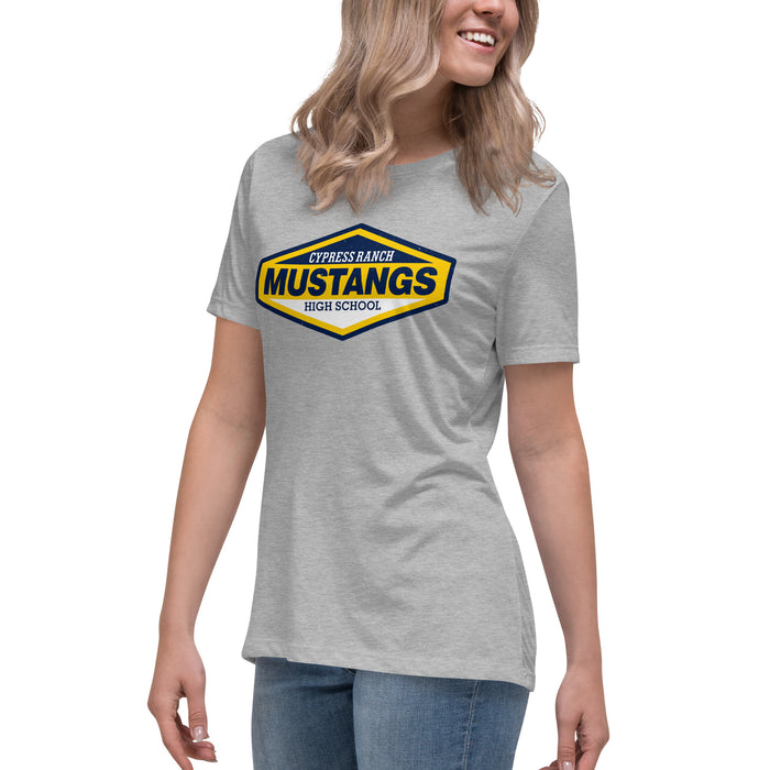 Side view of Cypress Ranch High School Mustangs Women's Heather Grey T-shirt 009