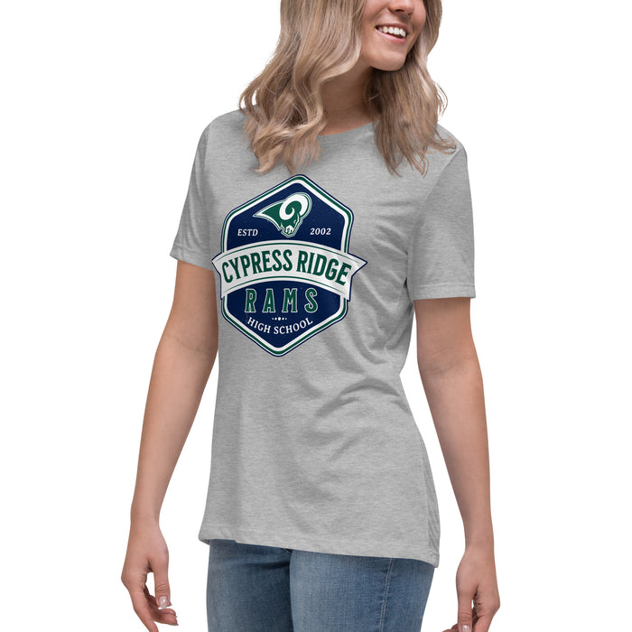 Side view of Cypress Ridge High School Rams Women's Heather Grey T-shirt 209