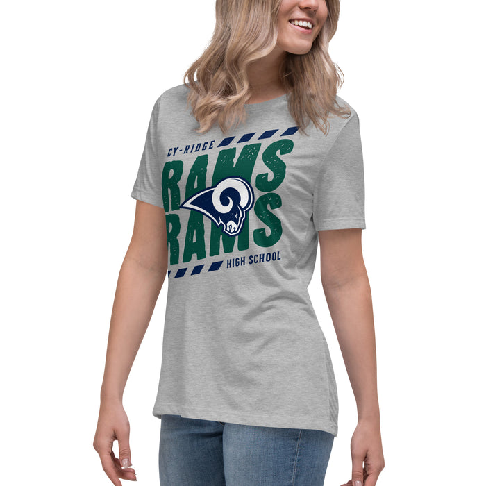 Side view of Cypress Ridge High School Rams Women's Heather Grey T-shirt 223