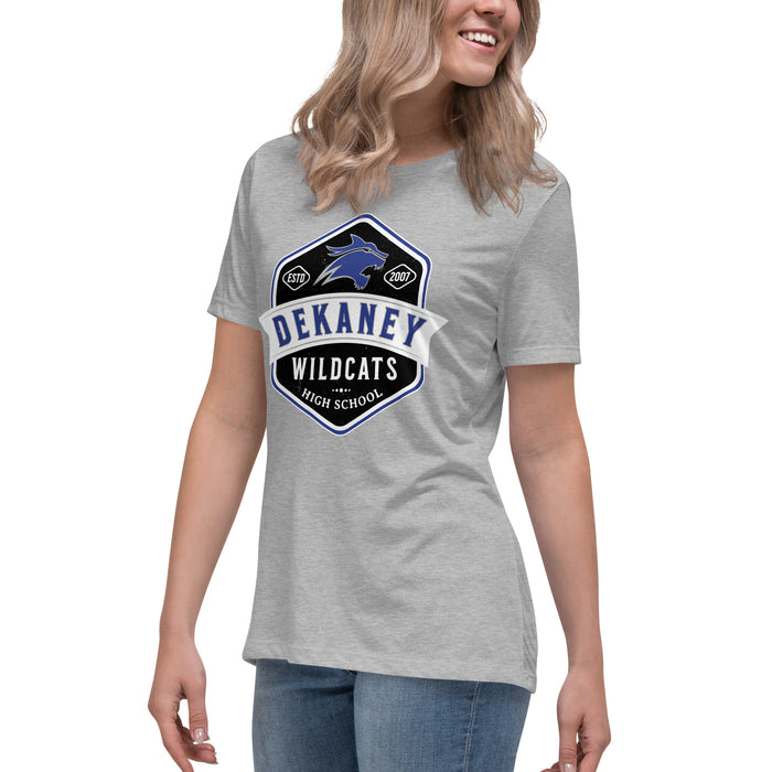 Side view of Dekaney High School Wildcats Heather Grey Women's T-shirt 209