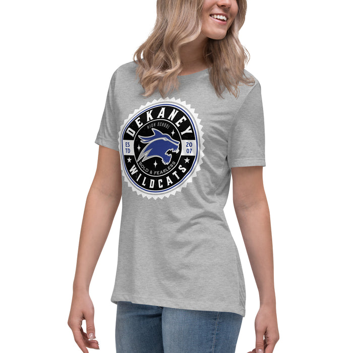 Side view of Dekaney High School Wildcats Heather Grey Women's T-shirt 203