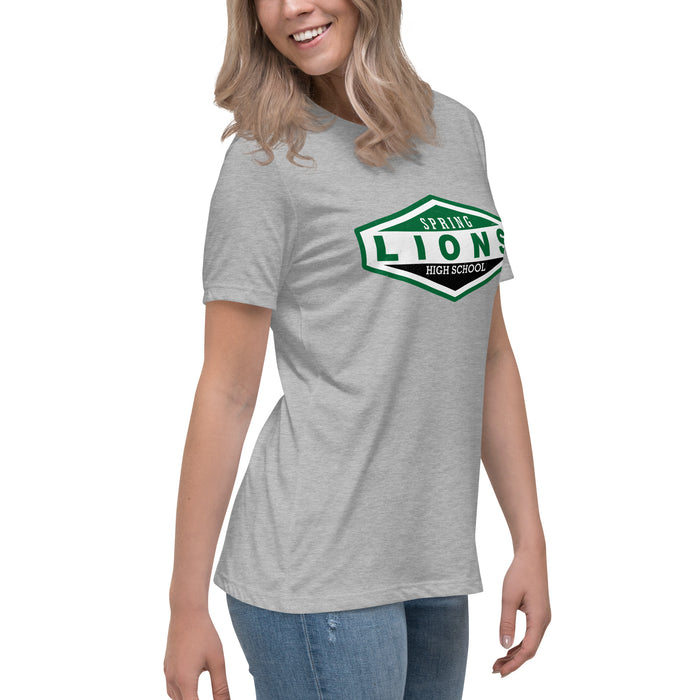 Side view of Spring High School Lions Women's Grey Relaxed T-shirt 009