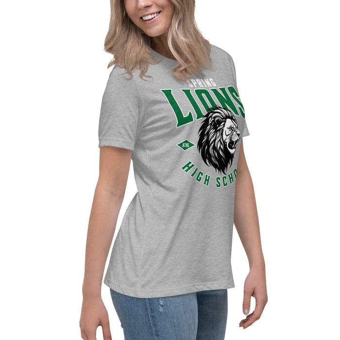 Side view of Spring High School Lions Women's Grey Relaxed T-shirt 213