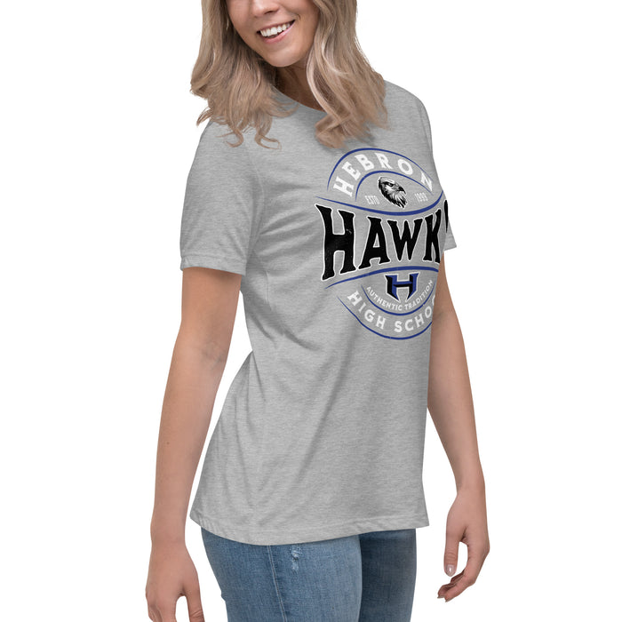 Side view of Hebron High School Hawks Women's Relaxed Fit T-shirt 218