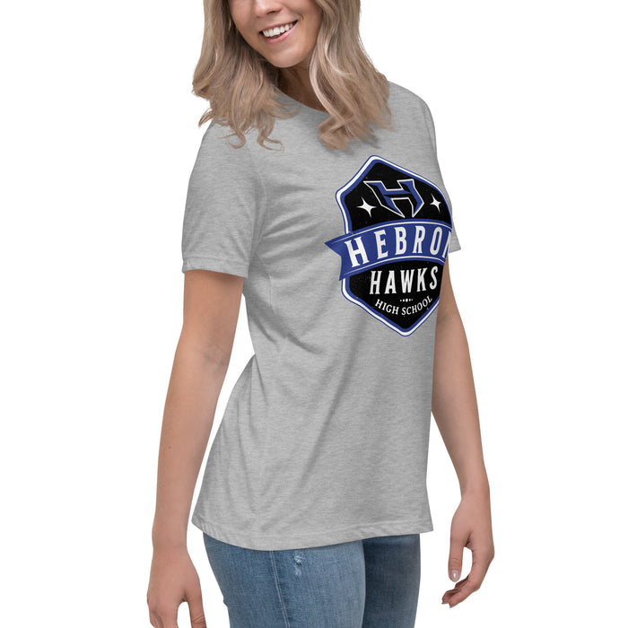 Side view of Hebron High School Hawks Women's Relaxed Fit T-shirt 209