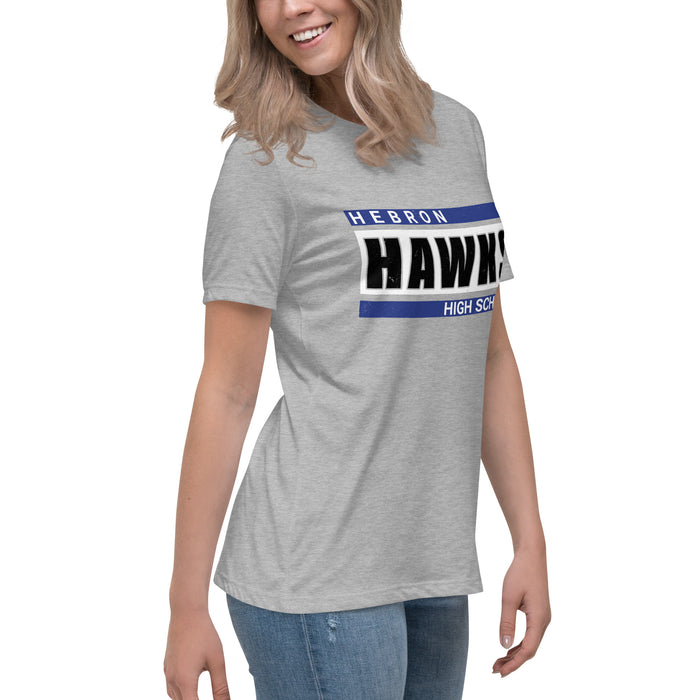 Side view of Hebron High School Hawks Women's Relaxed Fit T-shirt 098
