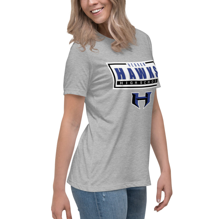 Side view of Hebron High School Hawks Women's Relaxed Fit T-shirt 049