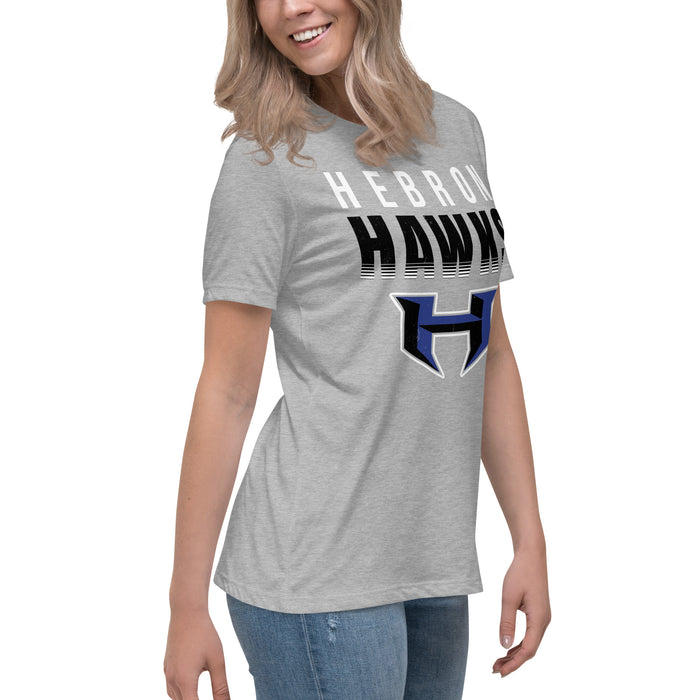 Side view of Hebron High School Hawks Women's Relaxed Fit T-shirt 024