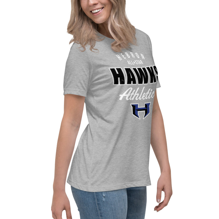 Side view of Hebron High School Hawks Women's Relaxed Fit T-shirt 034