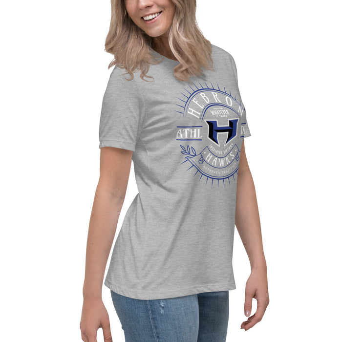 Side view of Hebron High School Hawks Women's Relaxed Fit T-shirt 201