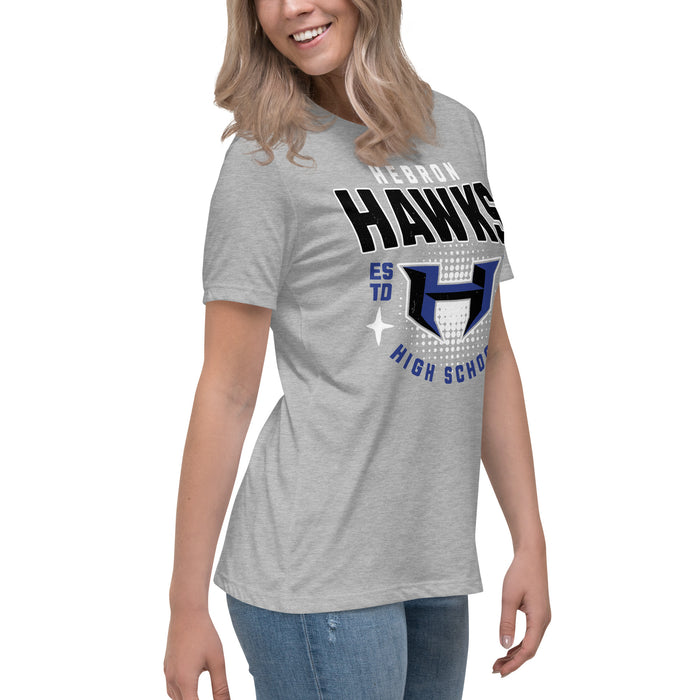 Side view of Hebron High School Hawks Women's Relaxed Fit T-shirt 204